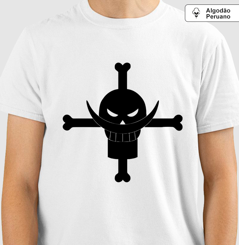 Camisa Algodão Peruano Caveira Barba Branca - One piece (V. Black)