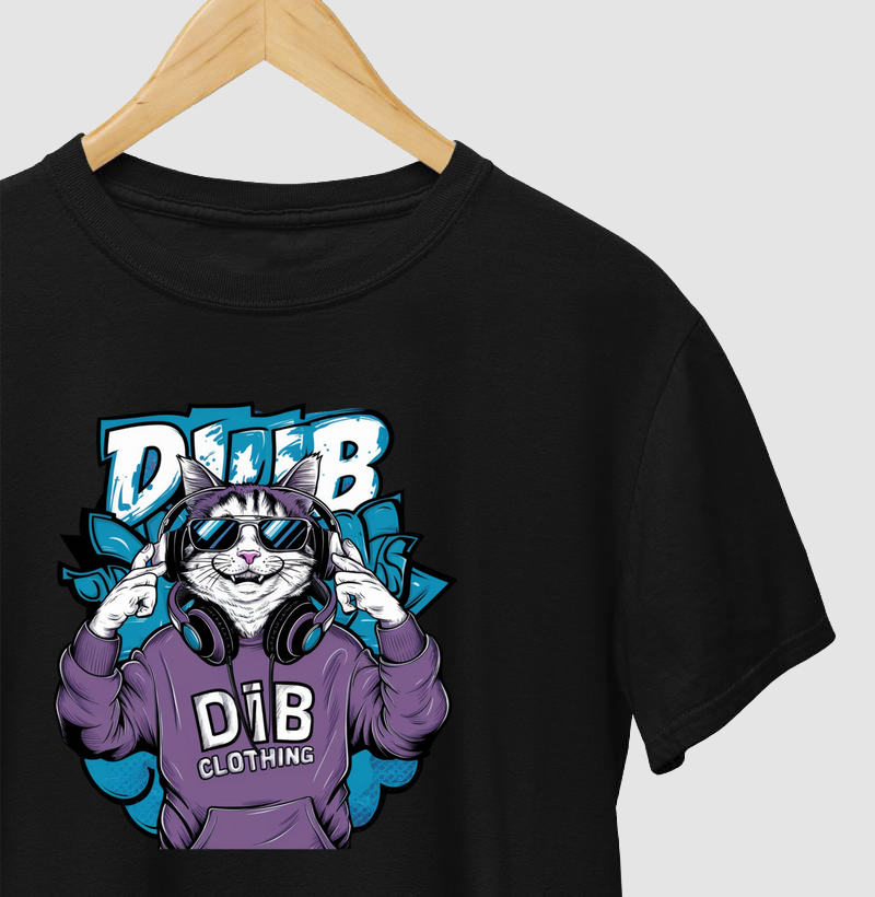 Camiseta "Diib Clothing" - Gato Estiloso