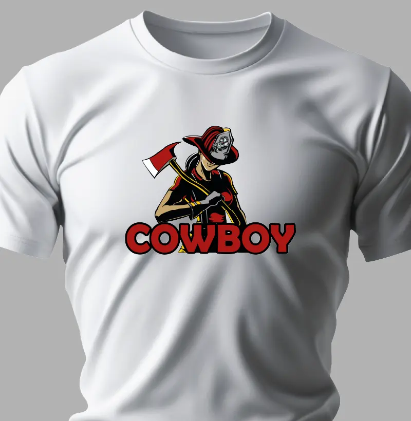 Bombeira com chapéu cowboy