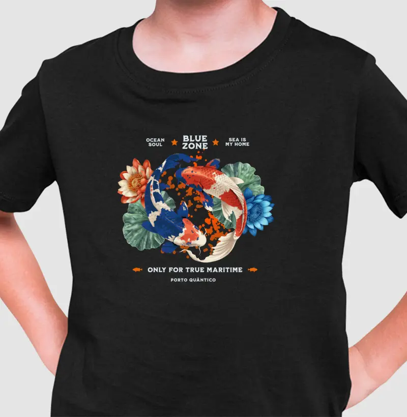 Camiseta Infantl Unissex 100% Algodão - Carpa Nishikigoi