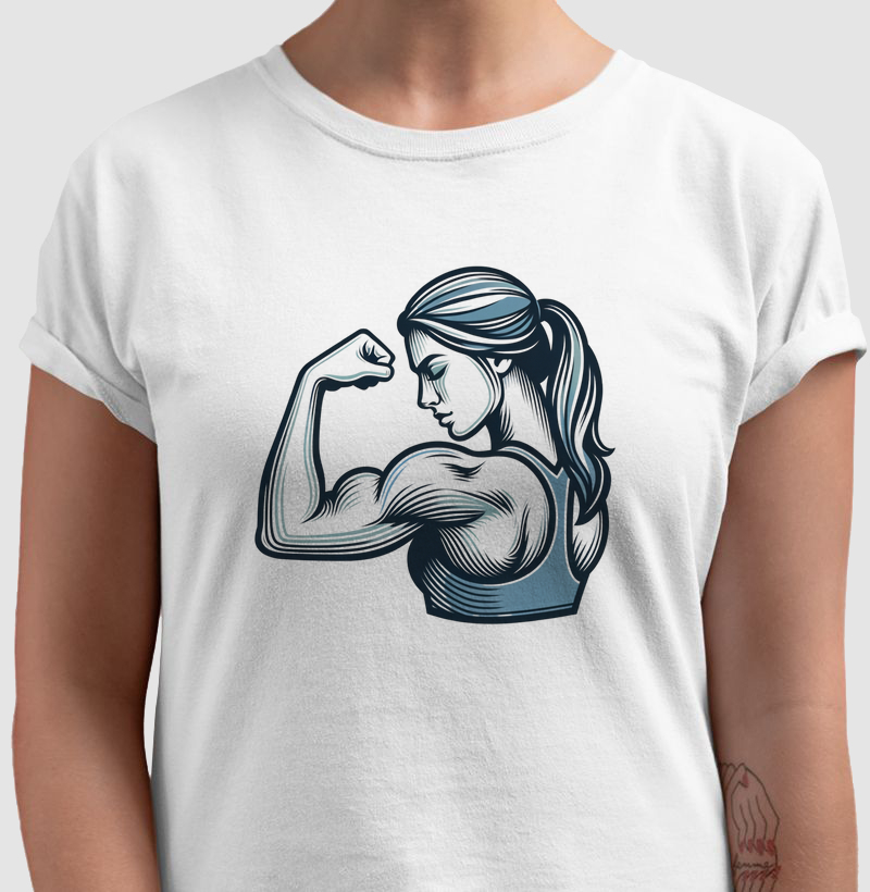Músculo Minimalista Ela | Design de arte de linha limpa | Camiseta Fitness Moderna