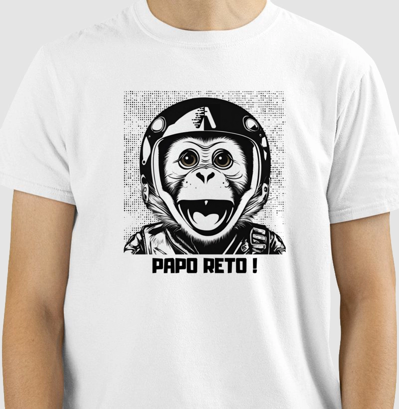 MONKEY PAPO RETO - BCO - FUNDO PRETO