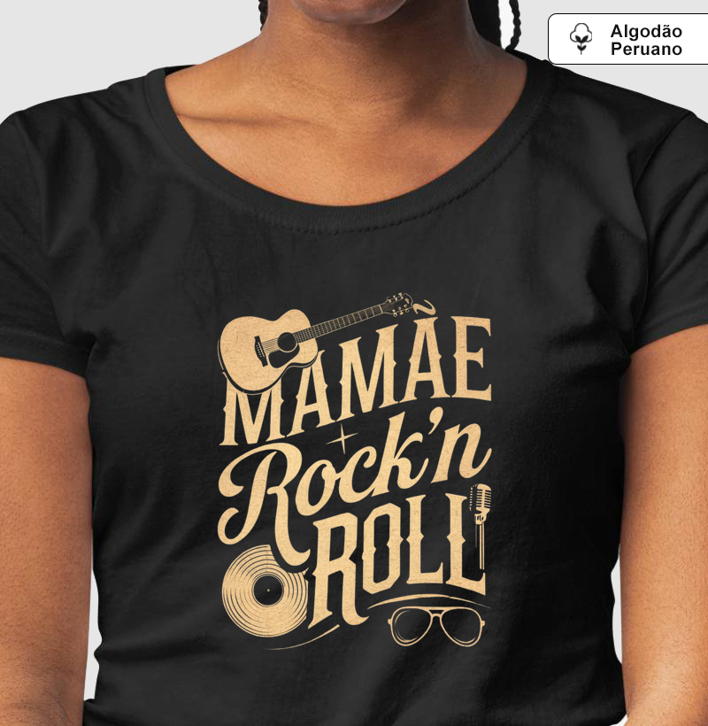 Mamãe rock'n'roll - dourado (algodão peruano)