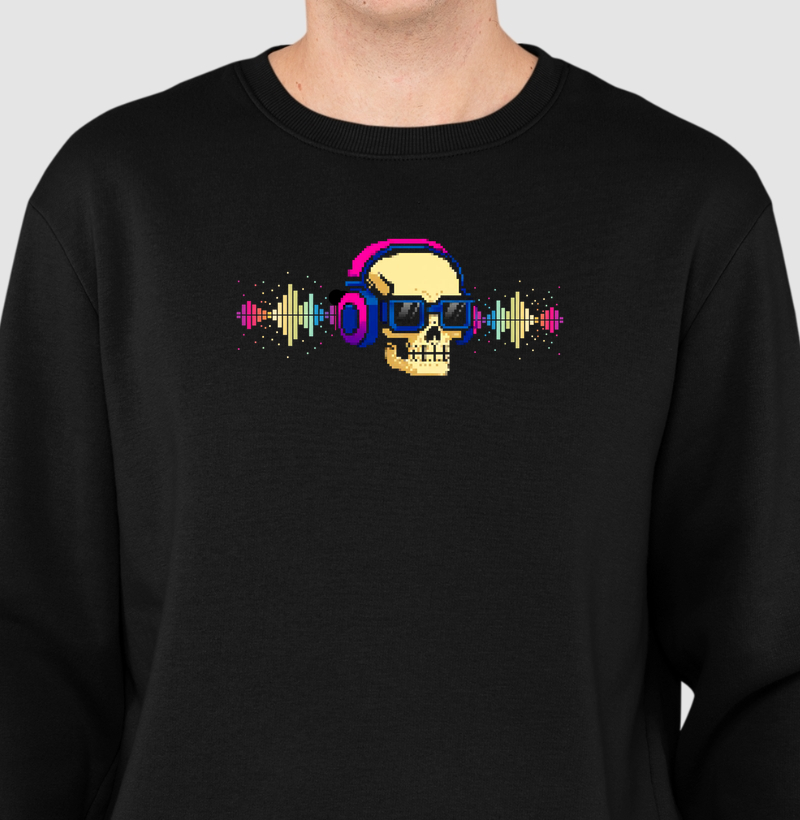 Suéter Moletom Caveira Da Música Reset8Bit