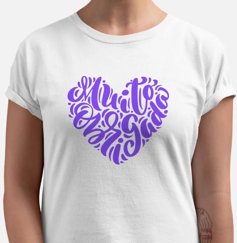 Blusa Reserva Com Frase Muito Obrigado Personalizada Em Forma de Coração 