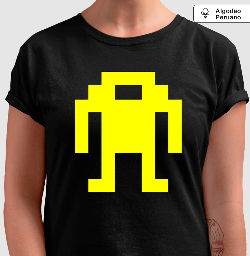 Yellow Pixel Droid – Think Tee - Algodão Peruano