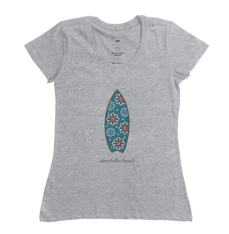 Camiseta Aimobaba Beach feminina cinza mescla