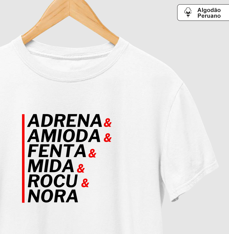 Camiseta Algodão Peruano – Adrena & Amioda & Fenta & Mida & Rocu & Nora