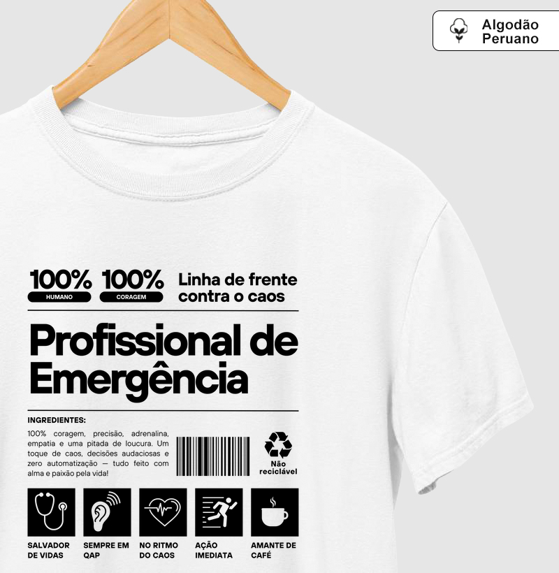 Camiseta Algodão Peruano – Profissional de Emergência