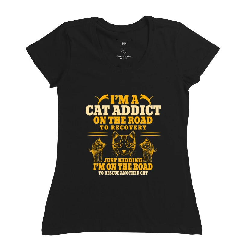 Camiseta Gato Cat Addict Feminina