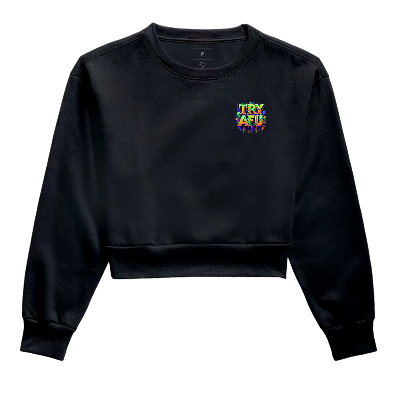 🔥 Cropped Moletom Try Afú – Conforto e Atitude estampa minimalista! 🔥