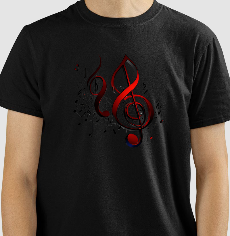 camiseta notas musicais
