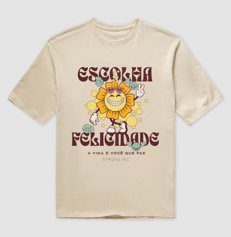Camiseta Oversized Escolha Felicidade
