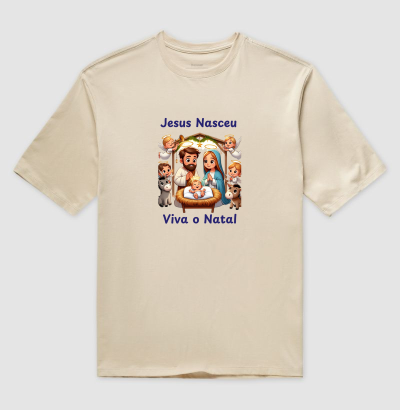 Camiseta Oversize de Natal Jesus Nasceu