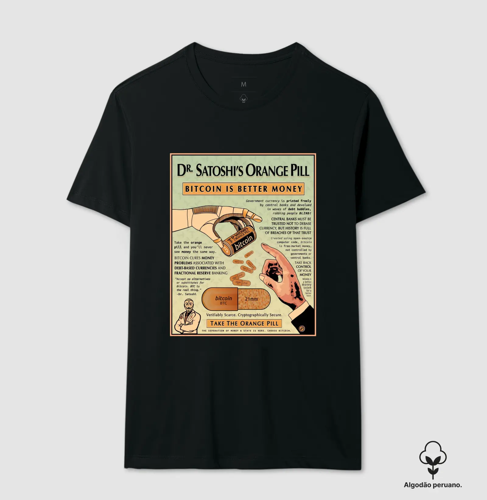 Camiseta Premium Satoshi Orange Pill