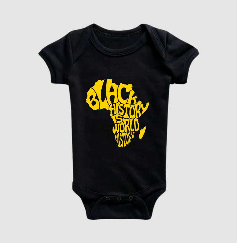 Body Infantil Animalis Mapa Black History 100% Algodão