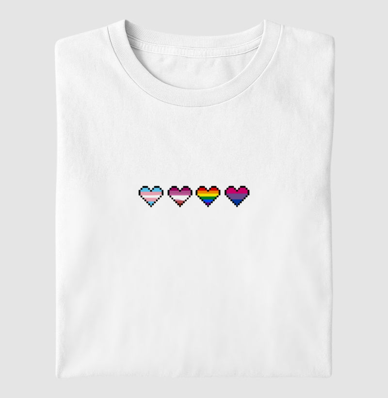 Camiseta Corações e Cores