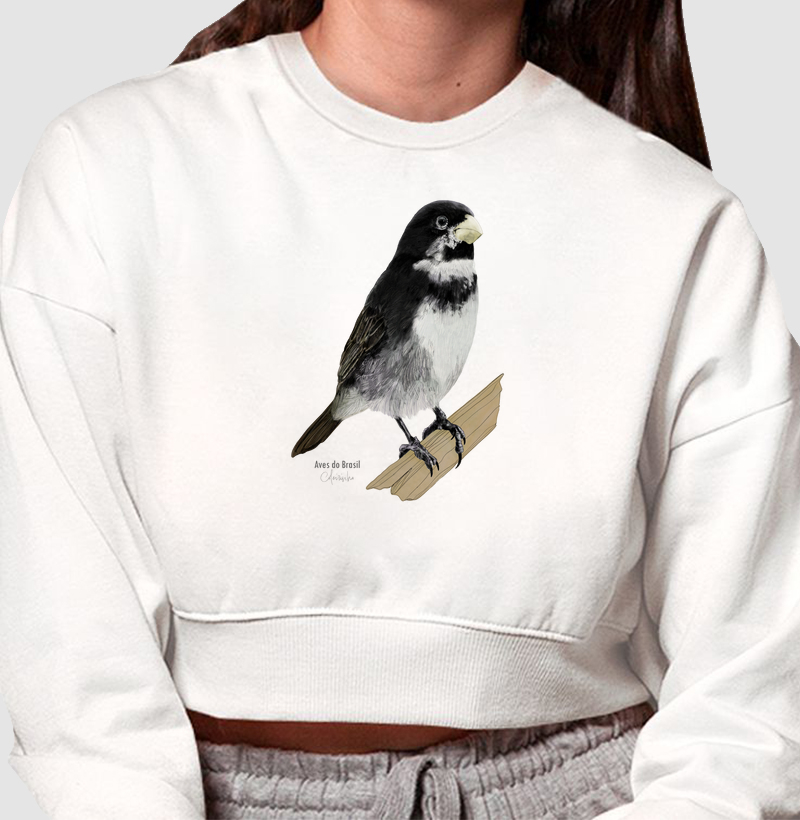 Aves do Brasil - Coleirinho - Moletom Cropped
