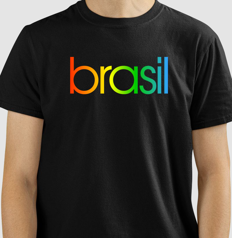 Camiseta Masculina Brasil Estampa Colors