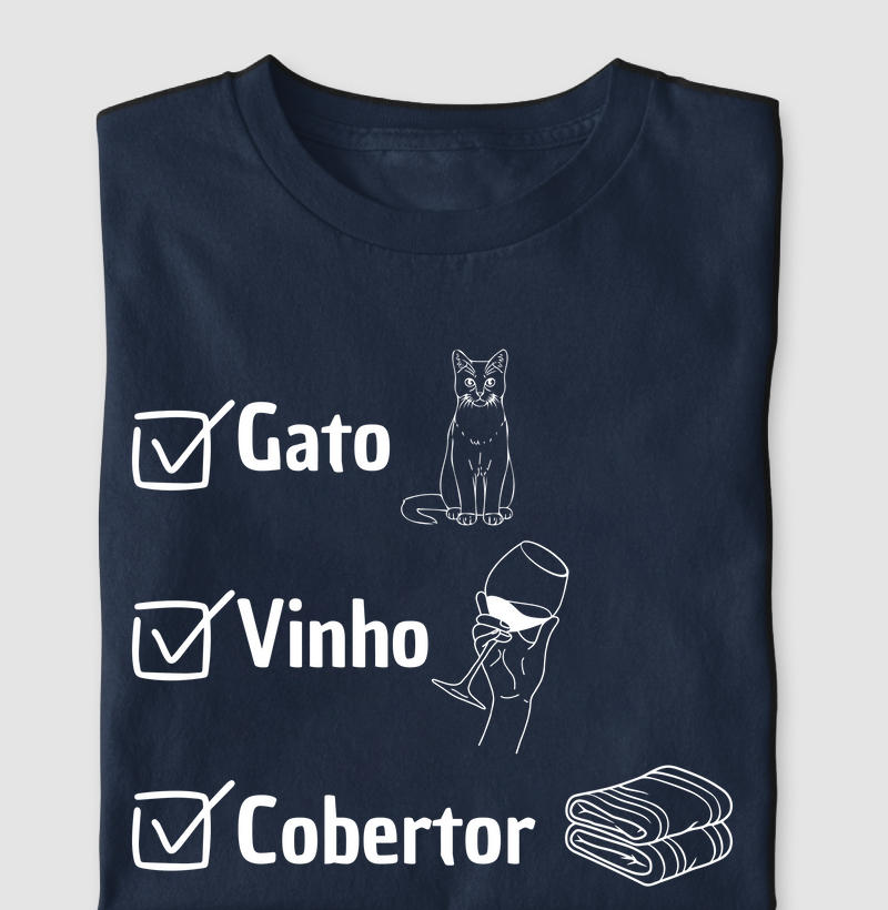 Camiseta gato + vinho = relax