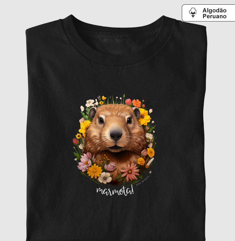 Marmota com flores - 100% Algodão Peruano