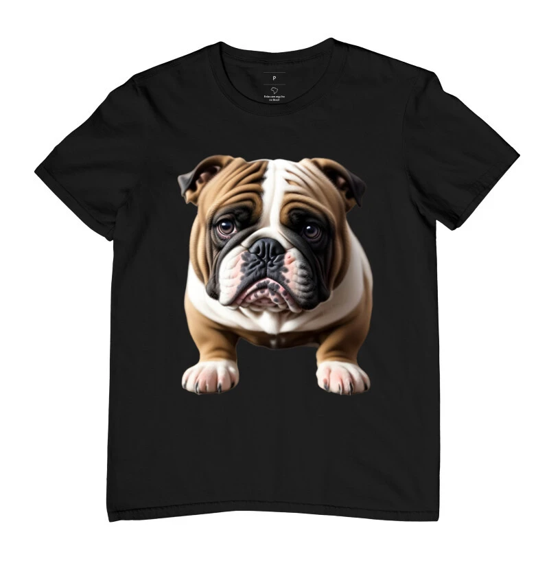 Camiseta Buldogue fofinho de cara preta 