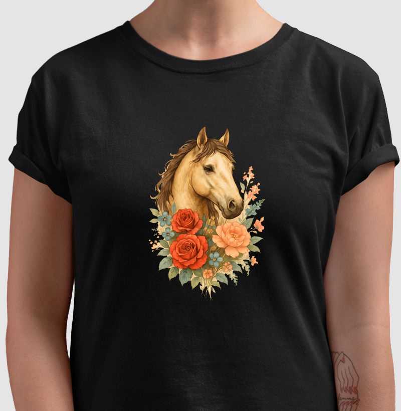 Cavalo Floral - Algodão 30.1 