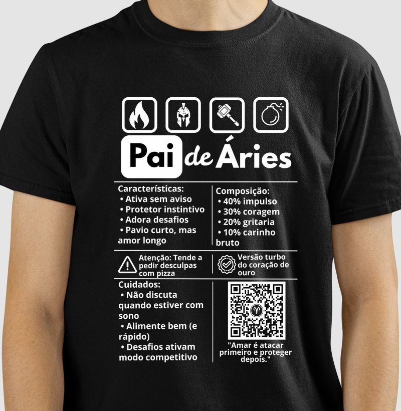 Camiseta Pai de Áries – Amor que Protege no Impacto