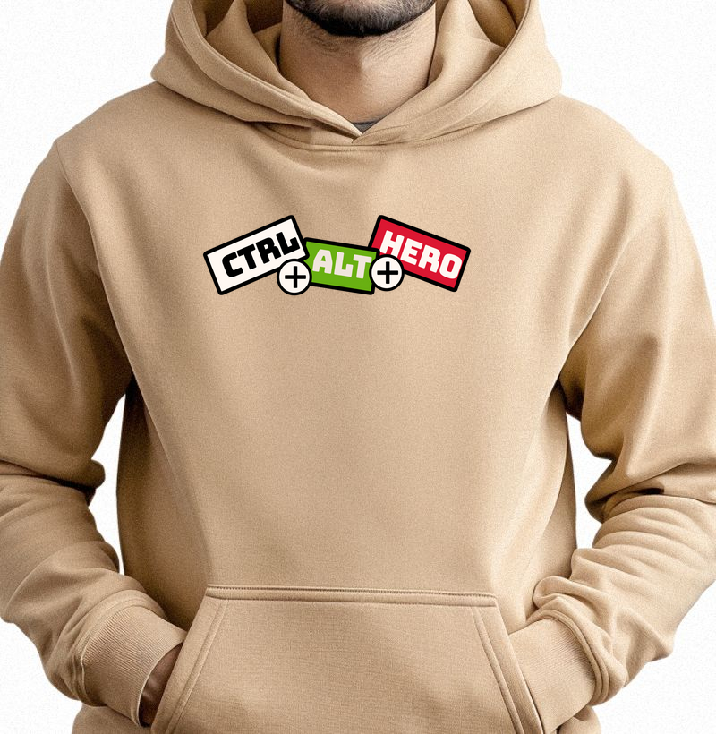 CTRL + ALT + HERO: Moletom com Bolso - Estilo Geek para Heróis do Cotidiano