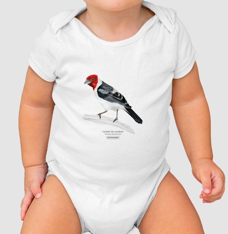Aves do Brasil - Cardeal do Nordeste - Body Infantil