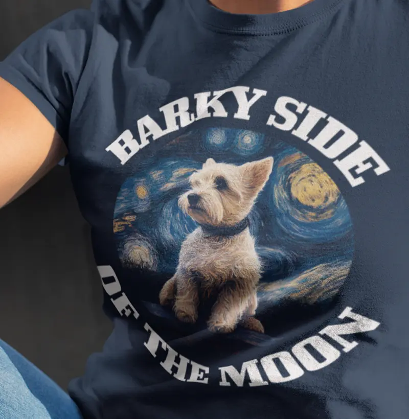 "Barky Side of the Moon" Camiseta para Fãs de Rock e Van Gogh