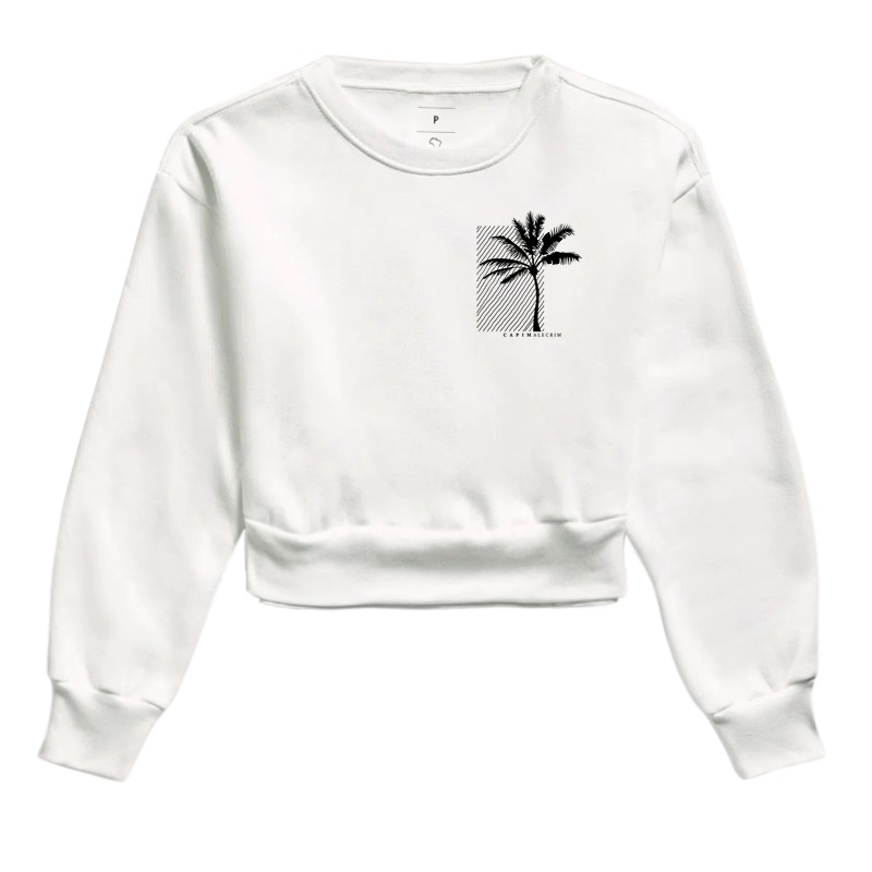 Moletom Cropped Palmeira de Bolso