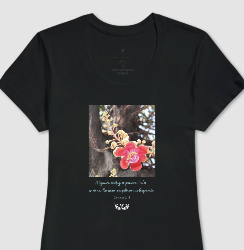Camiseta Feminina Personalizada A Figueira Produz os Primeiros Frutos. Cantares 2.13