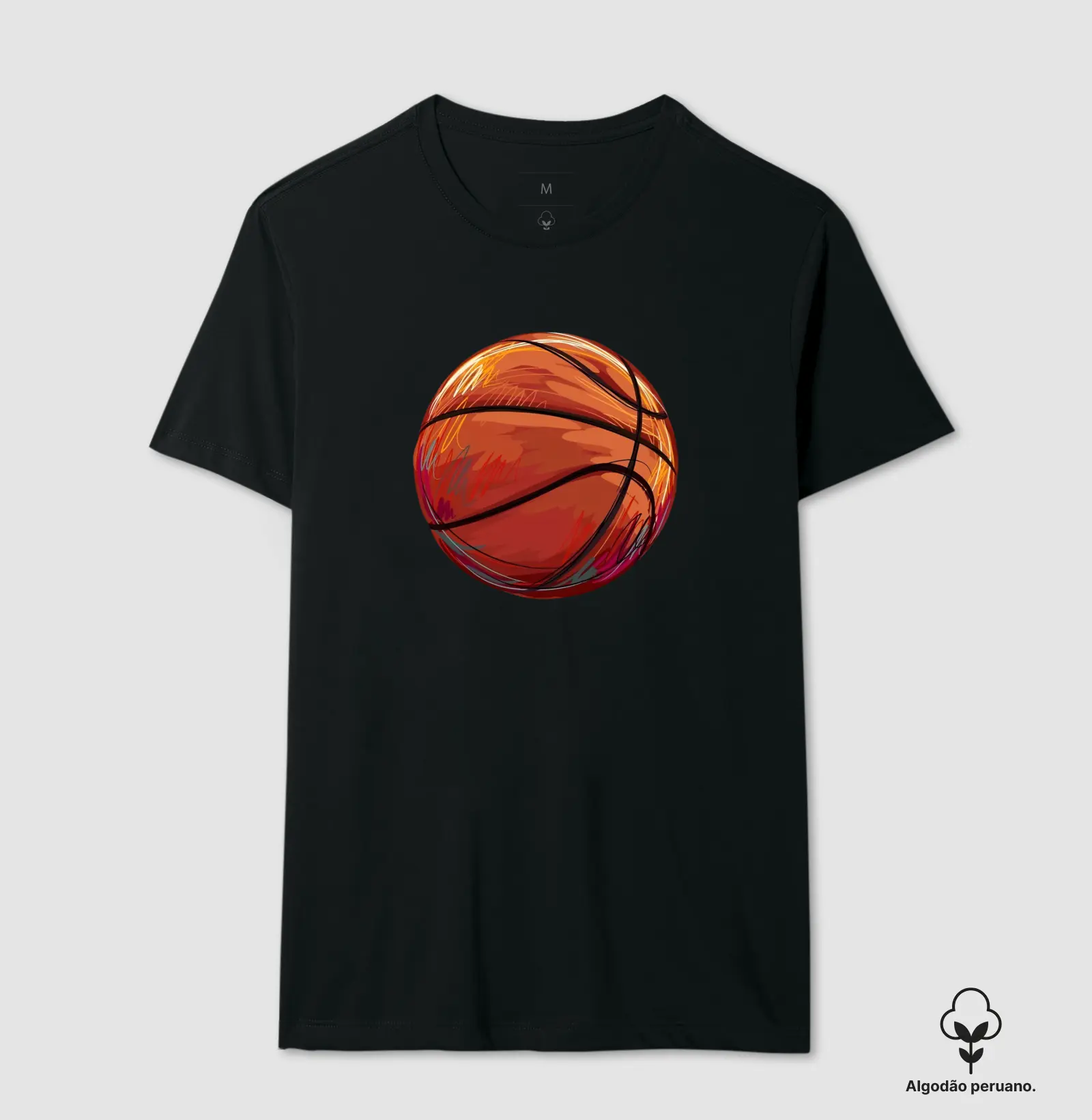Camiseta Premium Basquete Bola Desenhada