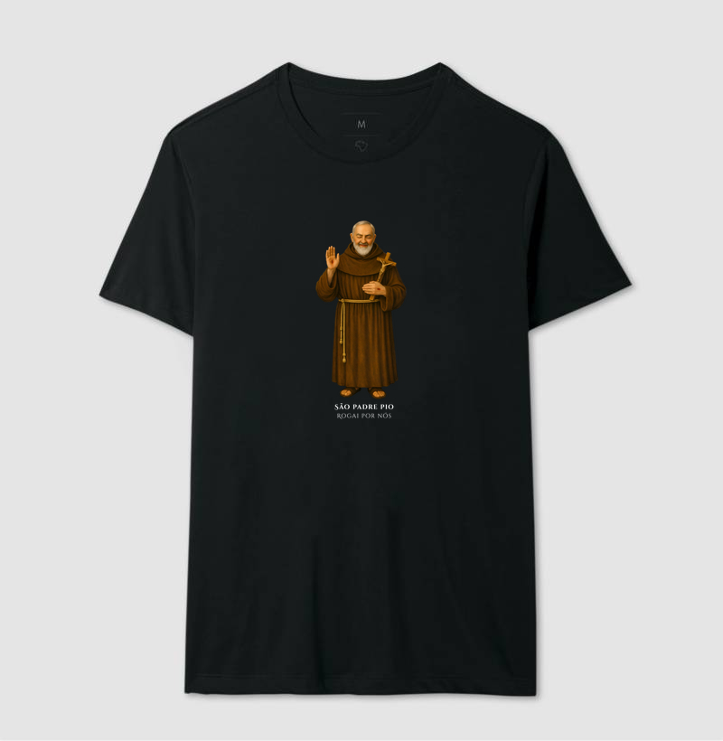 Camiseta Católica - São Padre Pio - Rogai por nós