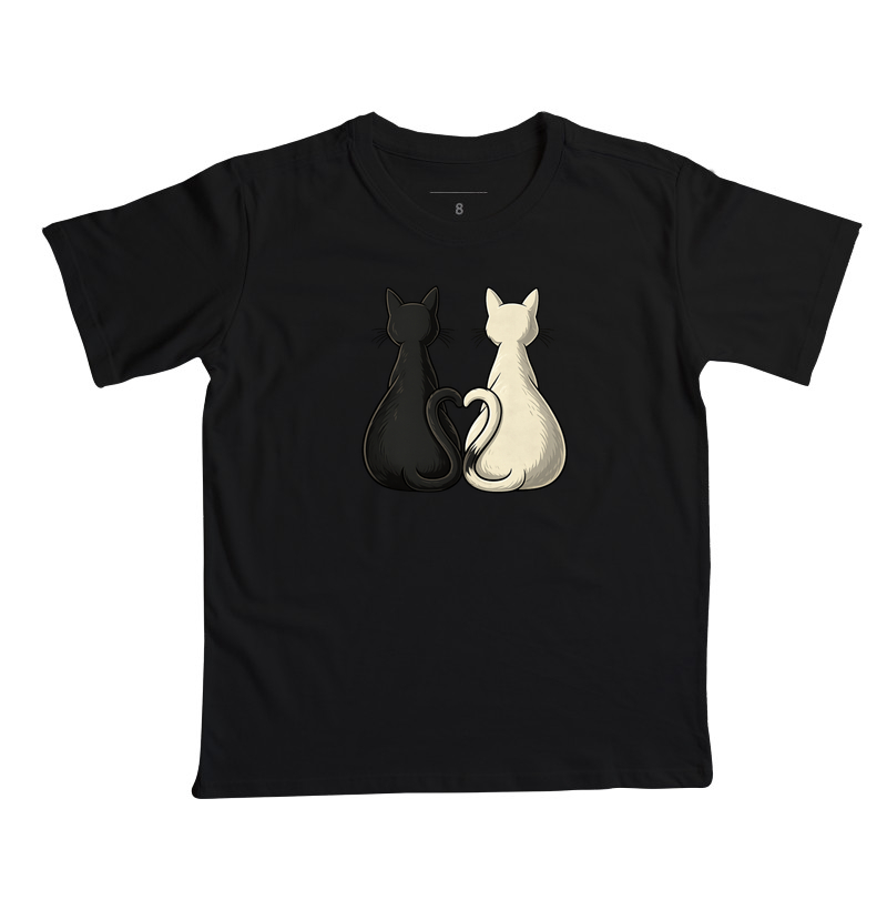 Camiseta Dupla de Gatos e Coraçãozinho