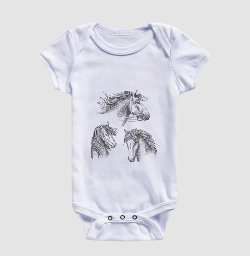 3 cavalos lineart - Body Infantil