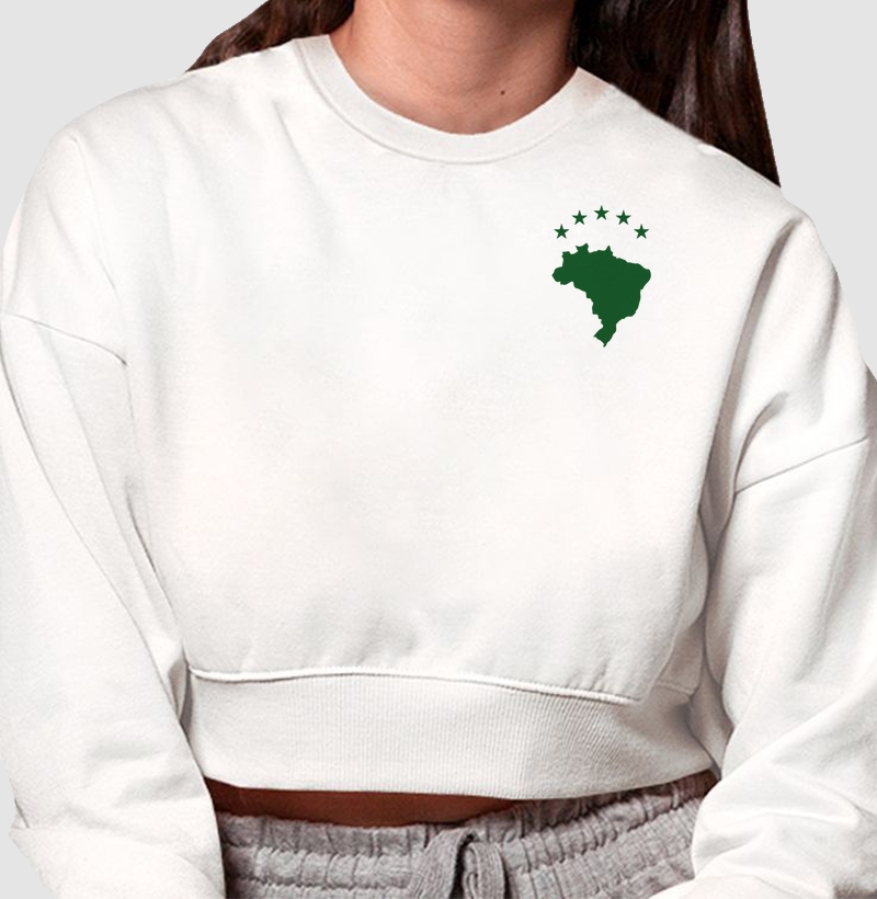 Moletom Cropped Mapa do Brasil