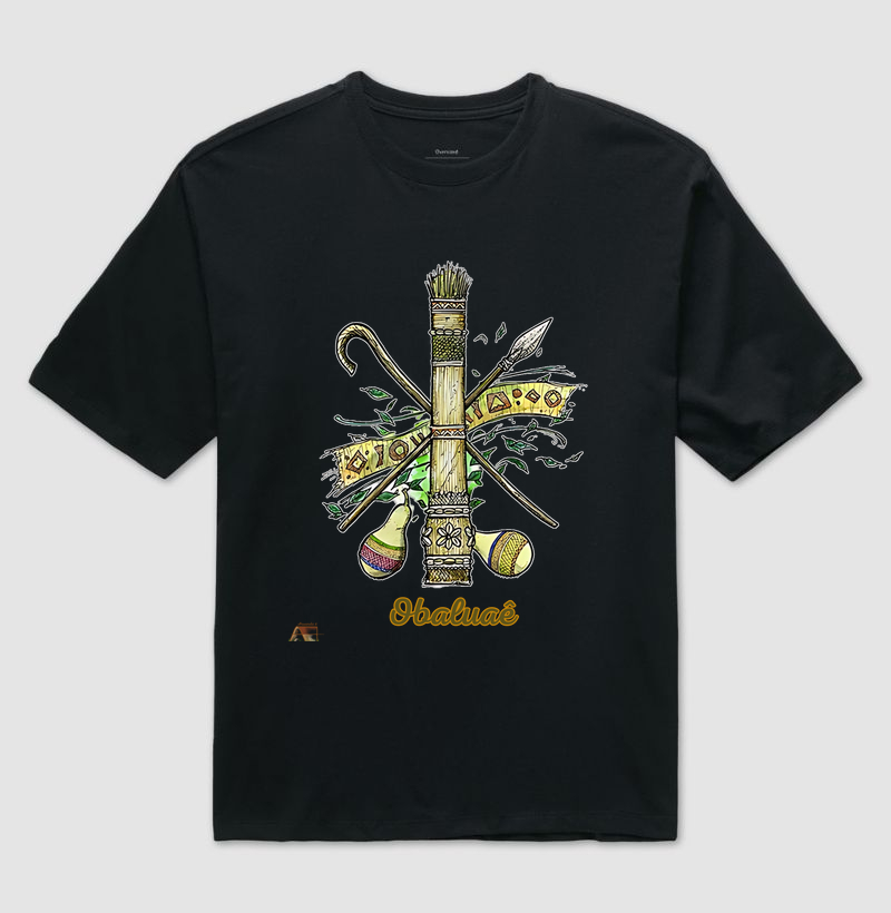 Camiseta Aruanda ê Armas de Obaluayê Cura e Poder em 100% Algodão
