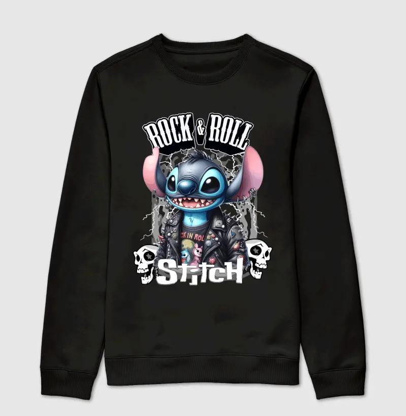 Stitch (Rock n Roll)- Suéter Moletom