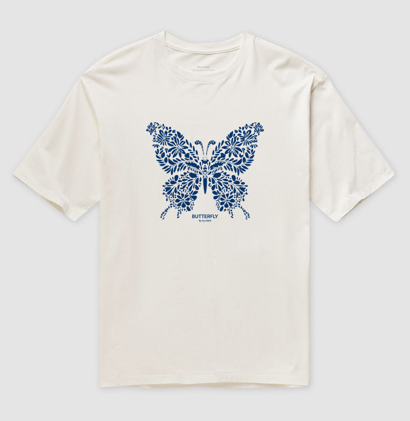 Borboleta Flores Azuis 01 - Oversized