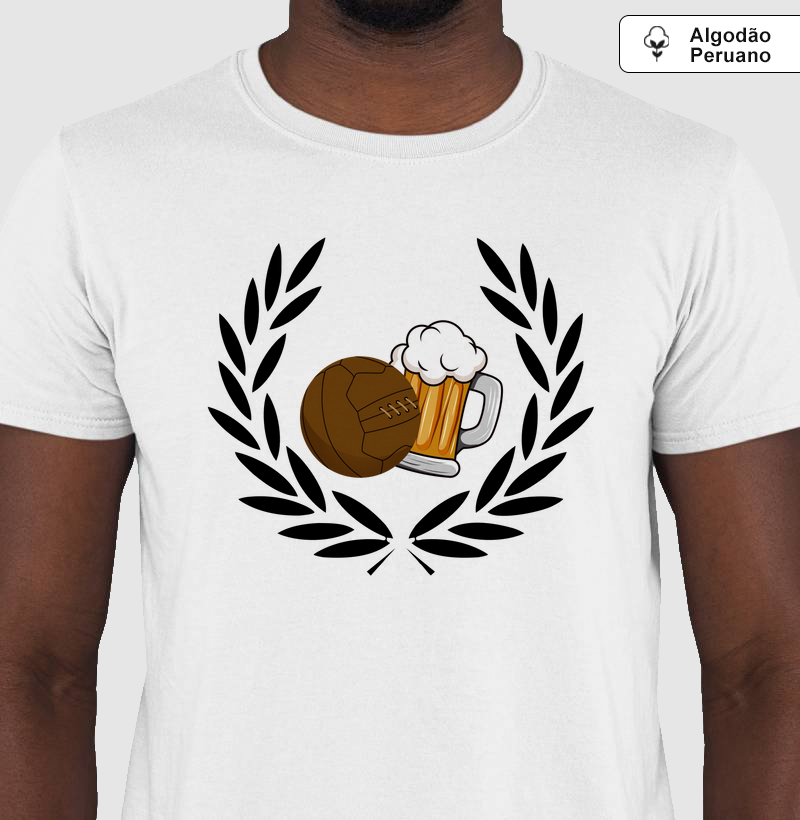 Camiseta Beer and Football - Algodão Peruano - Branca