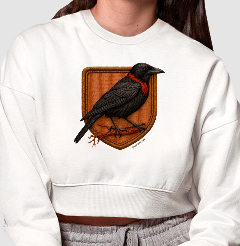 Aves em Linha - Corvo - Moletom Cropped