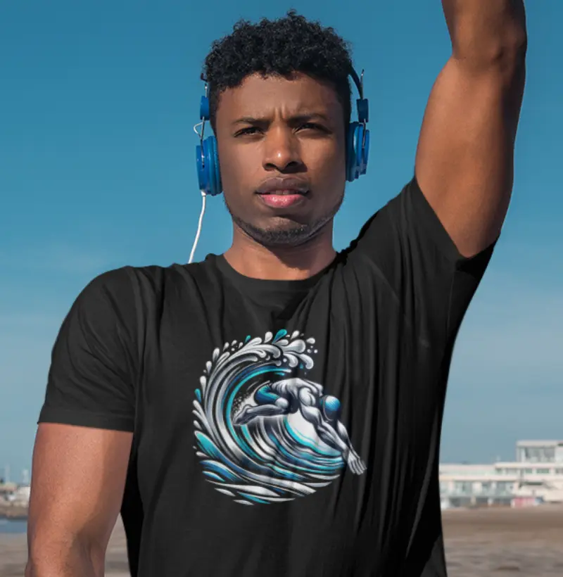 Mergulhe na Onda | Emoção do oceano | Camiseta de natação dinâmica