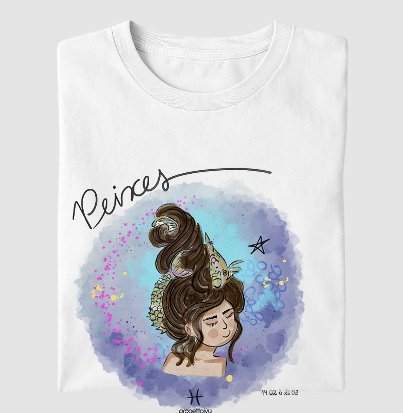 T shirt peixes castanho