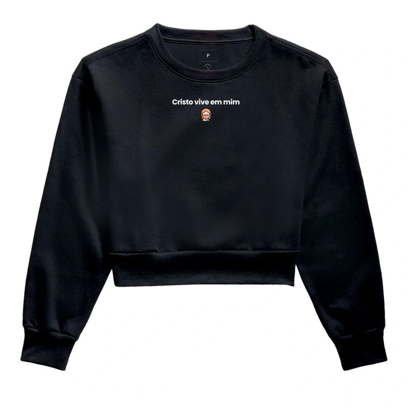 [ Moletom Cropped ] Cristo Vive em Mim - Loucos Por Jesus