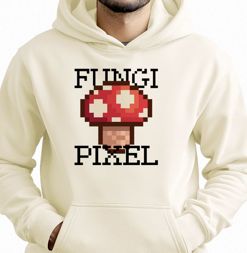 Fungi Pixel: Moletom com Bolso - O Estilo Retrô que Conecta Natureza e Games