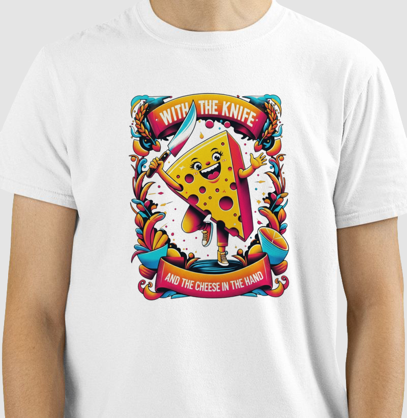 Knife and the cheese in the hand