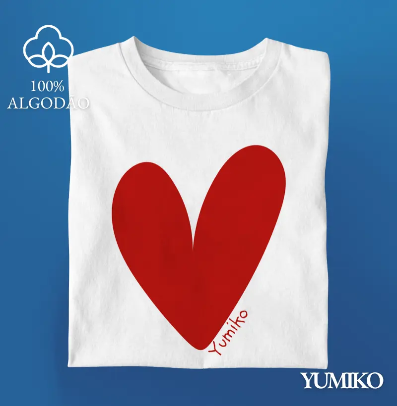 Tshirt em Algodão com Estampa Yumiko Heartbeat