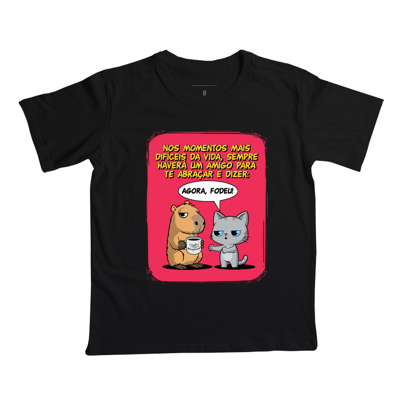 Camiseta Capivara e Gato Amigos
